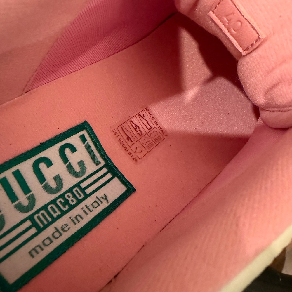 Gucci Mac80 Pink & Grey Calfskin Leather Sneakers - Picture 8 of 16
